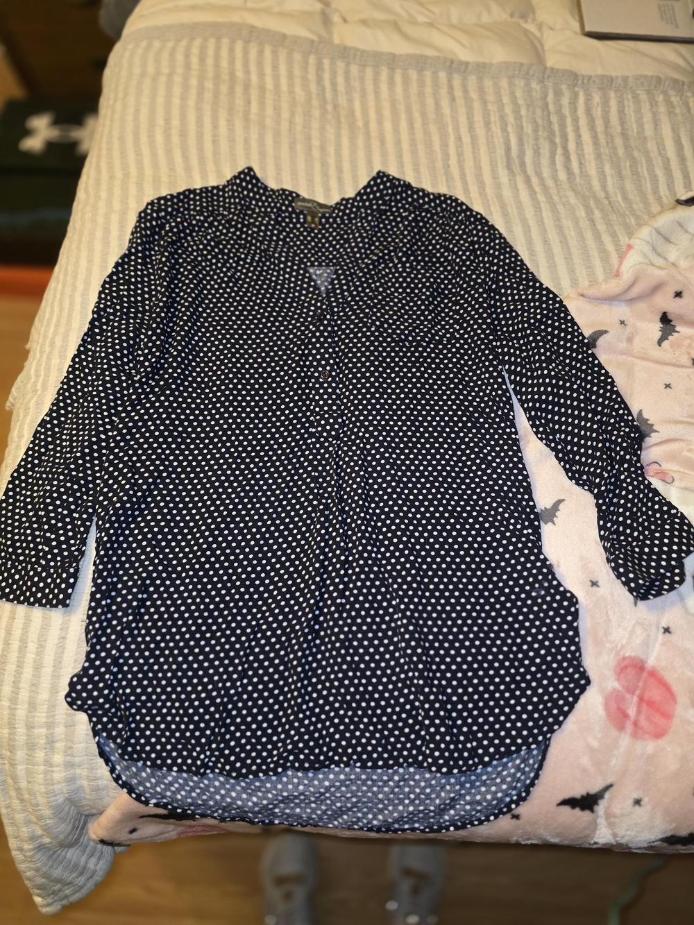 Market & Spruce Black and White Polka Dot Blouse Small